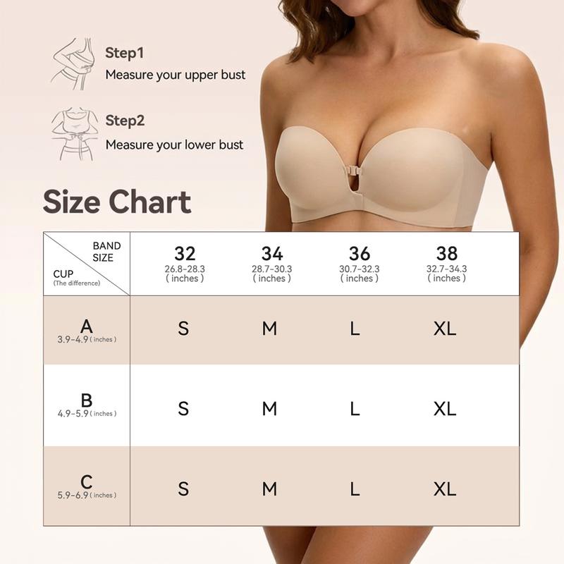 Womens Strapless Front Closure Bra